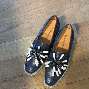 Johnston & Murphy Navy Loafers with Silver Accents